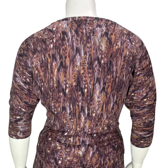 NEW Calvin Klein Dolman Sleeve Textured Knit Top Brown Purple Fall Boho Casual M - Picture 8 of 12